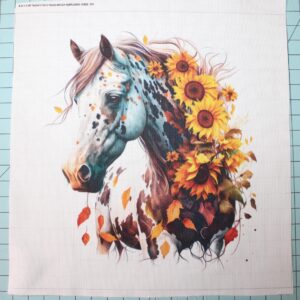 Fabric Panel 8"x8" Sunflower Horse 100% Cotton Quilting Panel Square AM1524