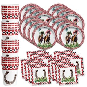 derby day birthday party supplies - kentucky horse racing plates - horse bridal shower - tableware set includes plates napkins cups - kit for 16