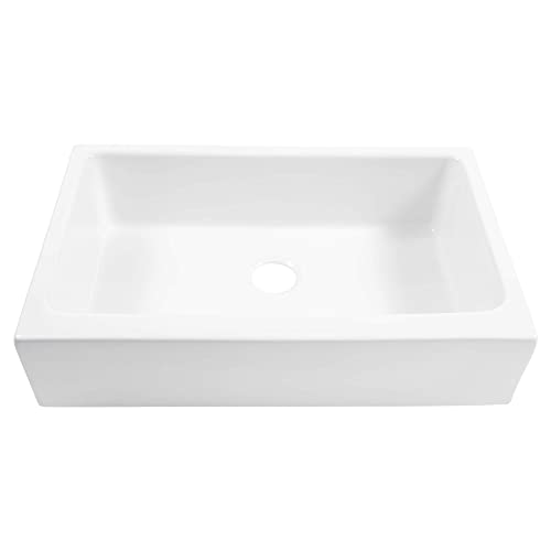 Sinkology Grace Crisp White Fireclay 34 Single Bowl Undermount Farmhouse Apron Kitchen Sink and Drain