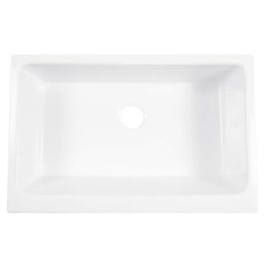 Sinkology Grace Crisp White Fireclay 34 Single Bowl Undermount Farmhouse Apron Kitchen Sink and Drain