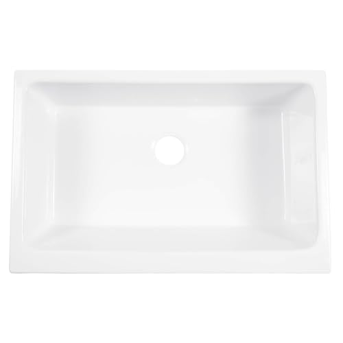 Sinkology Grace Crisp White Fireclay 34 Single Bowl Undermount Farmhouse Apron Kitchen Sink and Drain