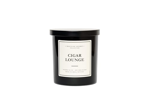 Leoben Company | Masculine Aromas 9oz | 50 Hours | Soy Wax | Scented Mens Candles with Natural Essential Oils | Vegan (Cigar Lounge)