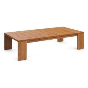 modway tahoe acacia wood rectangular outdoor patio coffee table in natural - ideal as garden coffee table or porch table