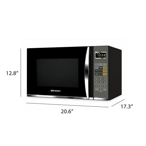 Emerson MWG9115SB-N Microwave Oven with Griller, Timer & LED Display 1100W, 11 Power Levels, 9 Pre-Programmed Settings, Removable Glass Turntable with Child Save Lock, 1.2 Cu. Ft, Stainless Steel