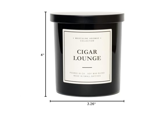 Leoben Company | Masculine Aromas 9oz | 50 Hours | Soy Wax | Scented Mens Candles with Natural Essential Oils | Vegan (Cigar Lounge)