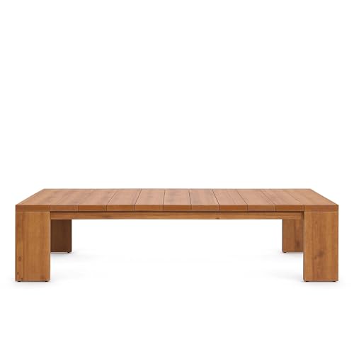 Modway Tahoe Acacia Wood Rectangular Outdoor Patio Coffee Table in Natural - Ideal as Garden Coffee Table or Porch Table