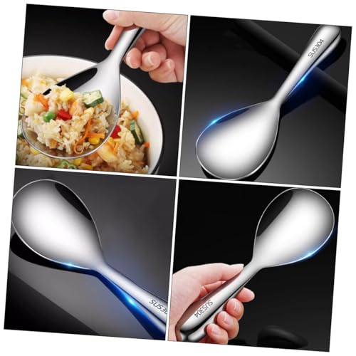 GOOHOCHY Serving Spoon Japanese Rice Ice Cream Spoon Stainless Spatula Spoon Dish Spoons Mini Scoop Rice Scooper Food Home Large Dessert Spoon 304 Stainless Steel