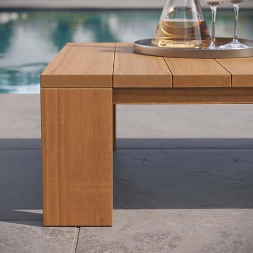 Modway Tahoe Acacia Wood Rectangular Outdoor Patio Coffee Table in Natural - Ideal as Garden Coffee Table or Porch Table