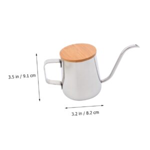 LABRIMP Goose Neck Teapot Kettle Espresso Long Neck Kettle Juice Jug Dispenser Small Coffee Pitcher Vacuum Coffee Pot Coffee Maker Hand Pour Pot Wooden Stainless Steel