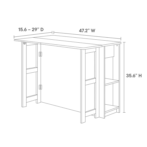 Modway Meadowbrook 3-Piece Kitchen Island with Seating and Drop-Leaf Table in White Maple - Freestanding and Small Space Kitchen Cart with Storage, Includes 2 Stools