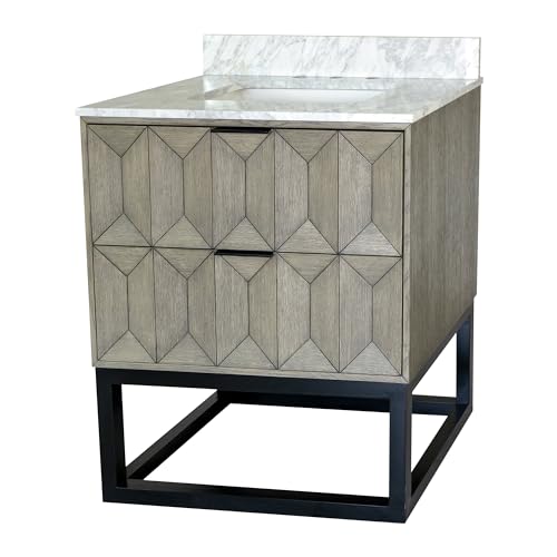 Kitchen Bath Collection Henley 30-inch Bathroom Vanity (Carrara/Gray Oak): Includes Gray Oak Cabinet with Authentic Italian Carrara Marble Countertop and White Ceramic Sink