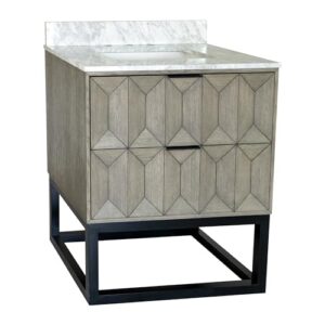 Kitchen Bath Collection Henley 30-inch Bathroom Vanity (Carrara/Gray Oak): Includes Gray Oak Cabinet with Authentic Italian Carrara Marble Countertop and White Ceramic Sink