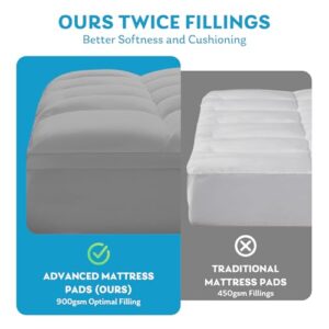 Cal King Mattress Topper, Extra Thick Mattress Pad Cover for Back Pain with Soft Down Alternative Fill, Cooling Breathable Pillow Top Protector with 8-21 Inch Deep Elastic Pocket (72x84 Inches, Grey)