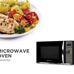 Emerson MWG9115SB-N Microwave Oven with Griller, Timer & LED Display 1100W, 11 Power Levels, 9 Pre-Programmed Settings, Removable Glass Turntable with Child Save Lock, 1.2 Cu. Ft, Stainless Steel