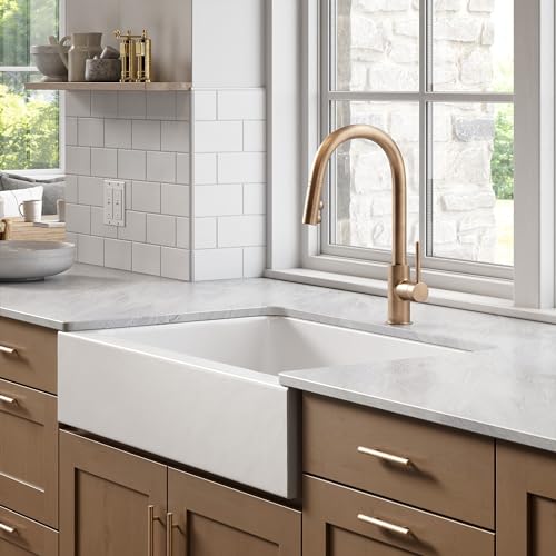 Sinkology Grace Crisp White Fireclay 34 Single Bowl Undermount Farmhouse Apron Kitchen Sink and Drain