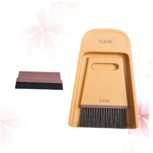 COLLBATH Desktop Dustpan and Mini Broom Durable Handheld Broom and Dustpan for Home and Office Cleaning Multifunctional Yellow Cleaning Tools