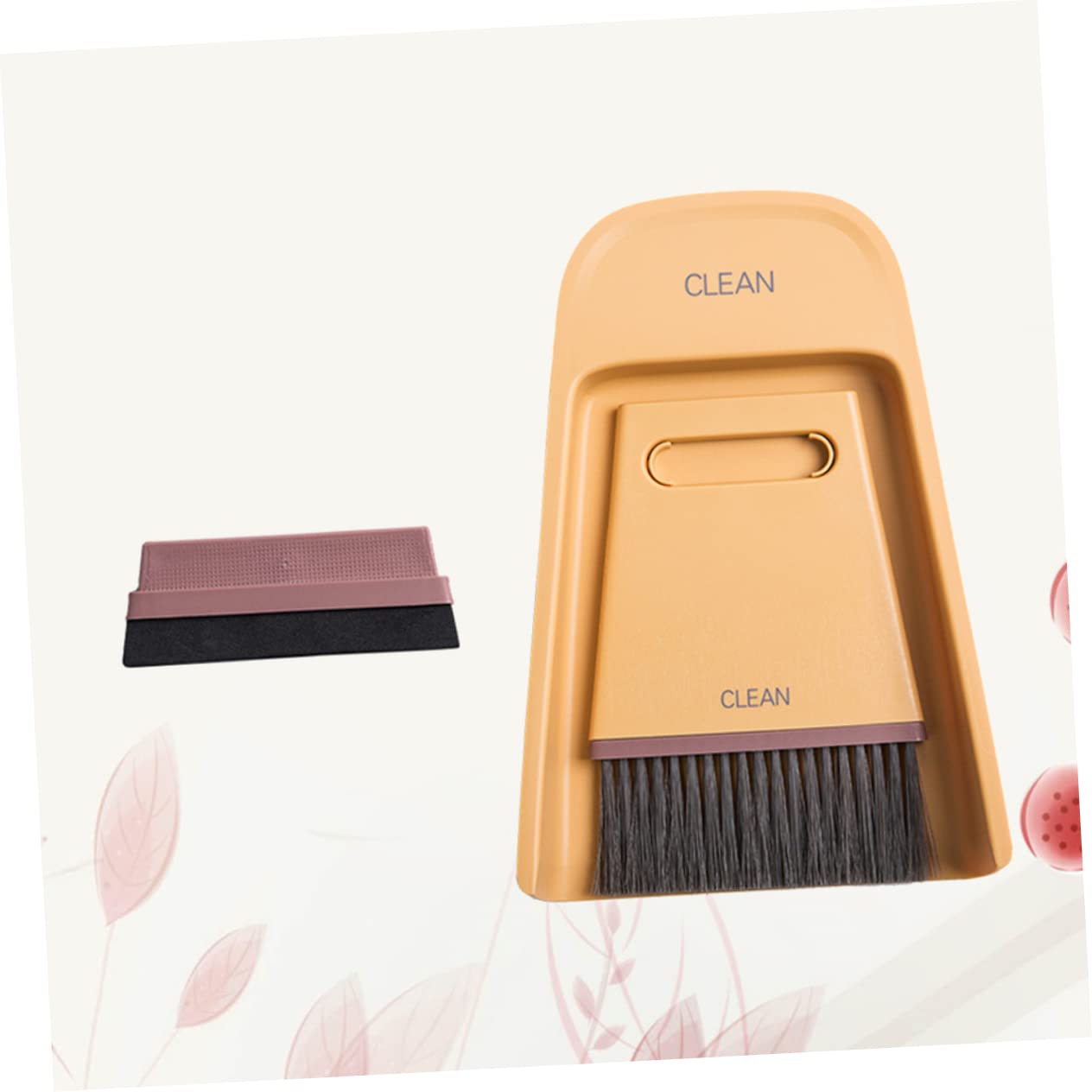 COLLBATH Desktop Dustpan and Mini Broom Durable Handheld Broom and Dustpan for Home and Office Cleaning Multifunctional Yellow Cleaning Tools