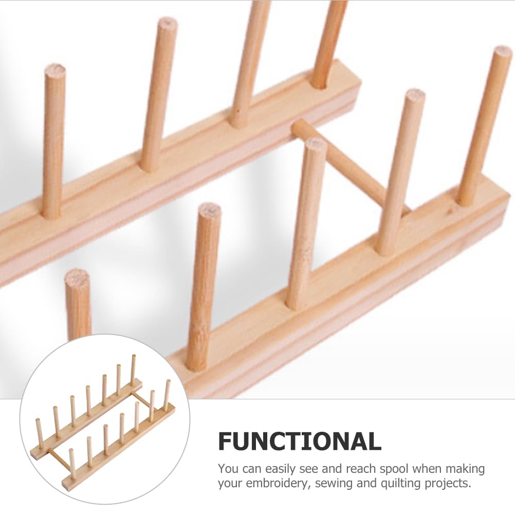 NUOBESTY Sewing Storage Rack Embroidery Thread Rack Thread Spool Rack Thread Storage Rack Thread Spinner Organizer Crochet Yarn Ball Holder Spool Holding Rack Horizontal Tool Wood