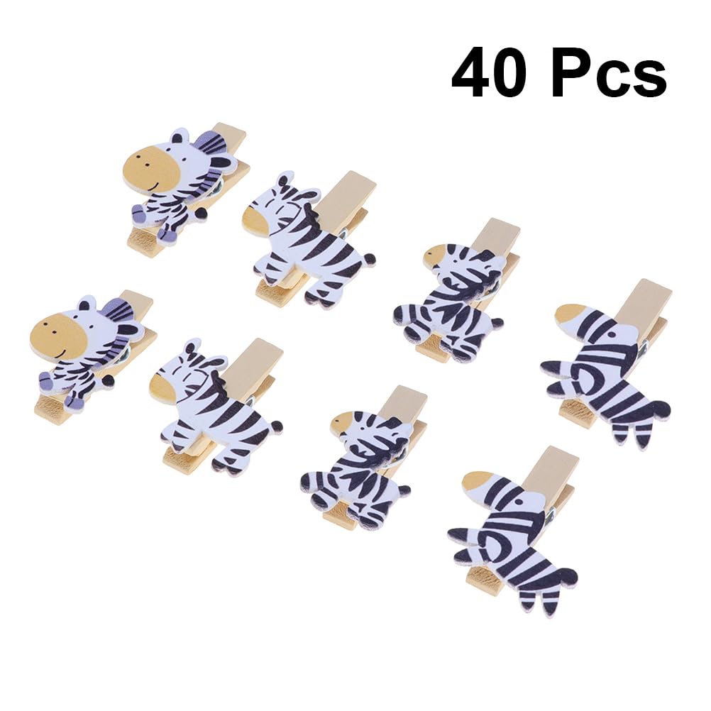 Amosfun 40 Pcs Animal Clothespins Wooden Craft Clips Scooter Accessories for Adults Wooden Clips Mini Wooden Clothespins Mini Clothespins Clothes Line Clips Photo Bamboo Cartoon