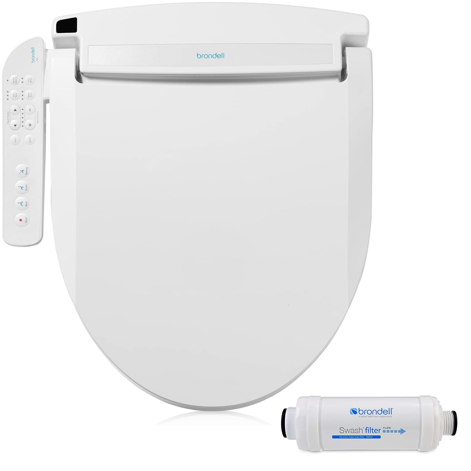 Brondell LT89 Swash Electronic Bidet Toilet Seat for Round Toilets & SWF44 Swash Bidet Filter Bundle