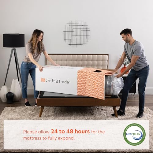 Craft & Trade 8-Inch Artistry Collection Hybrid Mattress, Bed-in-a-Box, CopperGel Cooling, Supportive Steel Coils, CertiPUR-US Certified, Queen, 100 Night Trial