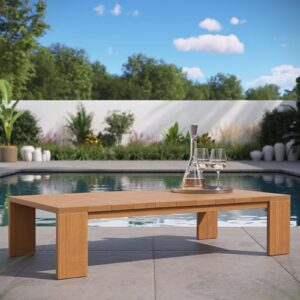 Modway Tahoe Acacia Wood Rectangular Outdoor Patio Coffee Table in Natural - Ideal as Garden Coffee Table or Porch Table