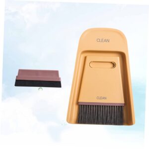 COLLBATH Desktop Dustpan and Mini Broom Durable Handheld Broom and Dustpan for Home and Office Cleaning Multifunctional Yellow Cleaning Tools