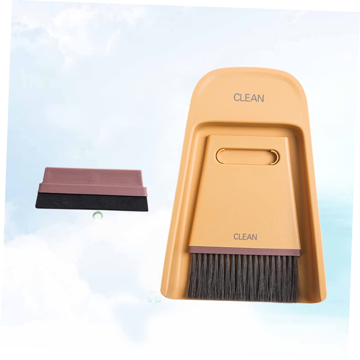 COLLBATH Desktop Dustpan and Mini Broom Durable Handheld Broom and Dustpan for Home and Office Cleaning Multifunctional Yellow Cleaning Tools