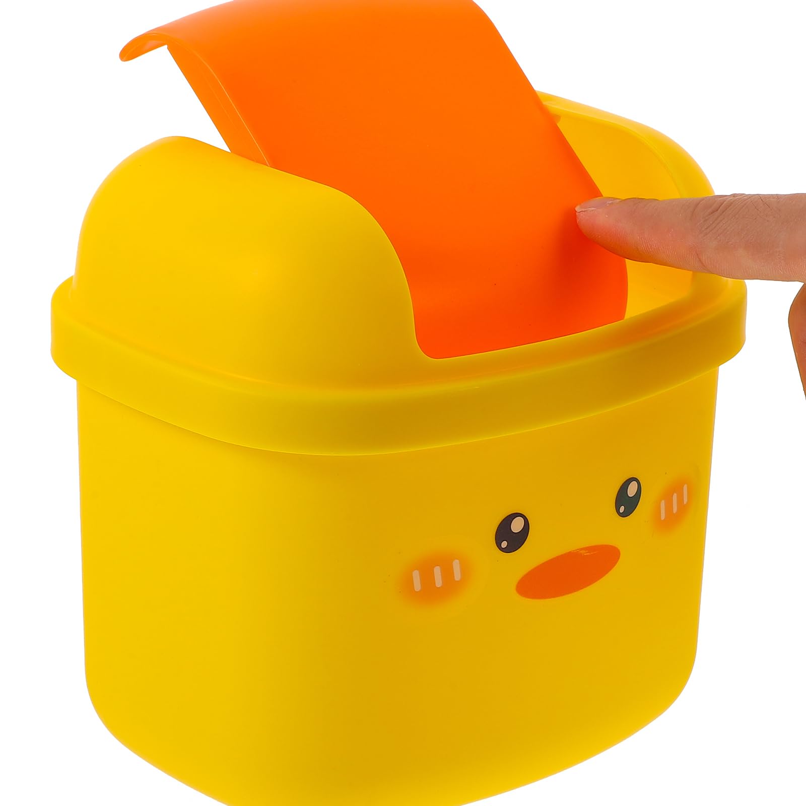 Amosfun Little Yellow Duck Trash Can Desktop Waste Container Paper Waste Basket Mini Garbage Can Small Trash Can Jewelry Organizer Rubbish Bin Girl Small Paper Plastic Super Cute