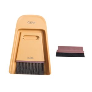 collbath desktop dustpan and mini broom durable handheld broom and dustpan for home and office cleaning multifunctional yellow cleaning tools