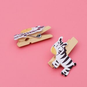 Amosfun 40 Pcs Animal Clothespins Wooden Craft Clips Scooter Accessories for Adults Wooden Clips Mini Wooden Clothespins Mini Clothespins Clothes Line Clips Photo Bamboo Cartoon