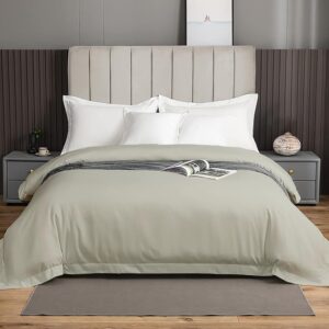 ebeddy linens luxury duvet cover extra large king size 136x120 inch 100% long-staple egyptian cotton soft and breathable 1 pieces comforter cover with zipper closure & corner ties, silver grey solid