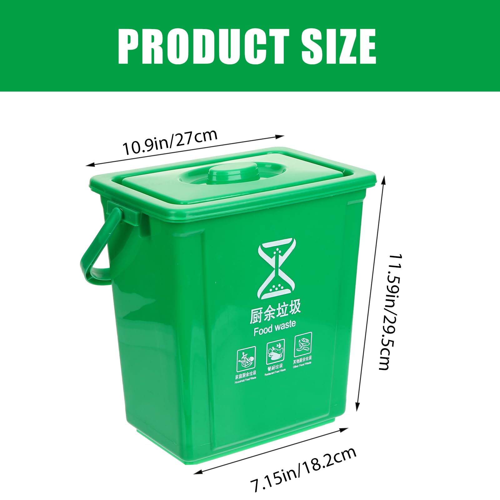 BESTOYARD Garbage Sorting Bin Compost Pail for Kitchen 2.6 Gallon Trash Can Garbage Bin Small Trash Can Outdoor Composting Bins Garbage Can Office Plastic with Cover Wastebasket