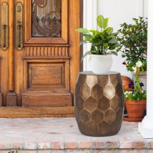 Adeco Round Copper End Table Outdoor Side Table or Stool for Patio