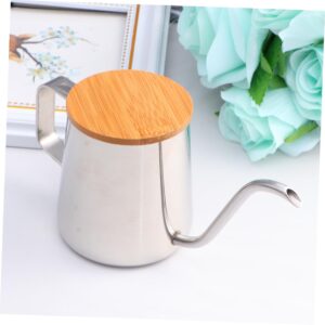 LABRIMP Goose Neck Teapot Kettle Espresso Long Neck Kettle Juice Jug Dispenser Small Coffee Pitcher Vacuum Coffee Pot Coffee Maker Hand Pour Pot Wooden Stainless Steel