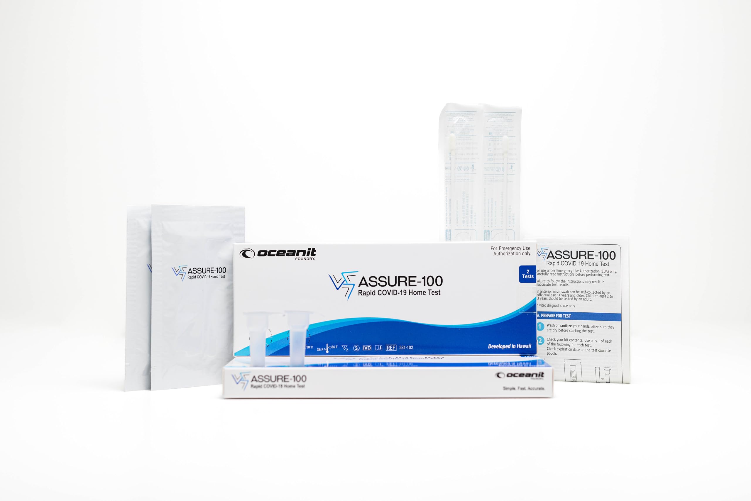 ASSURE-100 Rapid COVID-19 Test multipack, 6 Tests Total, FDA EUA Authorized OTC at-Home Self Test, Rapid Results with Non-invasive Nasal Swab, Easy to Use & No Discomfort