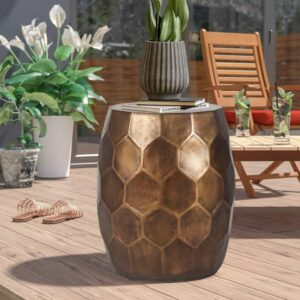 adeco round copper end table outdoor side table or stool for patio