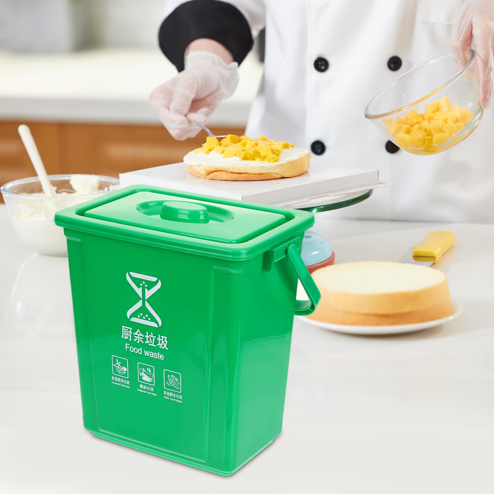 BESTOYARD Garbage Sorting Bin Compost Pail for Kitchen 2.6 Gallon Trash Can Garbage Bin Small Trash Can Outdoor Composting Bins Garbage Can Office Plastic with Cover Wastebasket