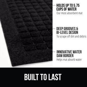 Gorilla Grip 100% Waterproof Ultra Absorbent Moisture Guard Doormat, Absorbs Up to 5.7 Cups of Water, Stain and Fade Resistant, Spiked Rubber Backing, All Weather Door Mat, 2 Pack, 35x23, Black