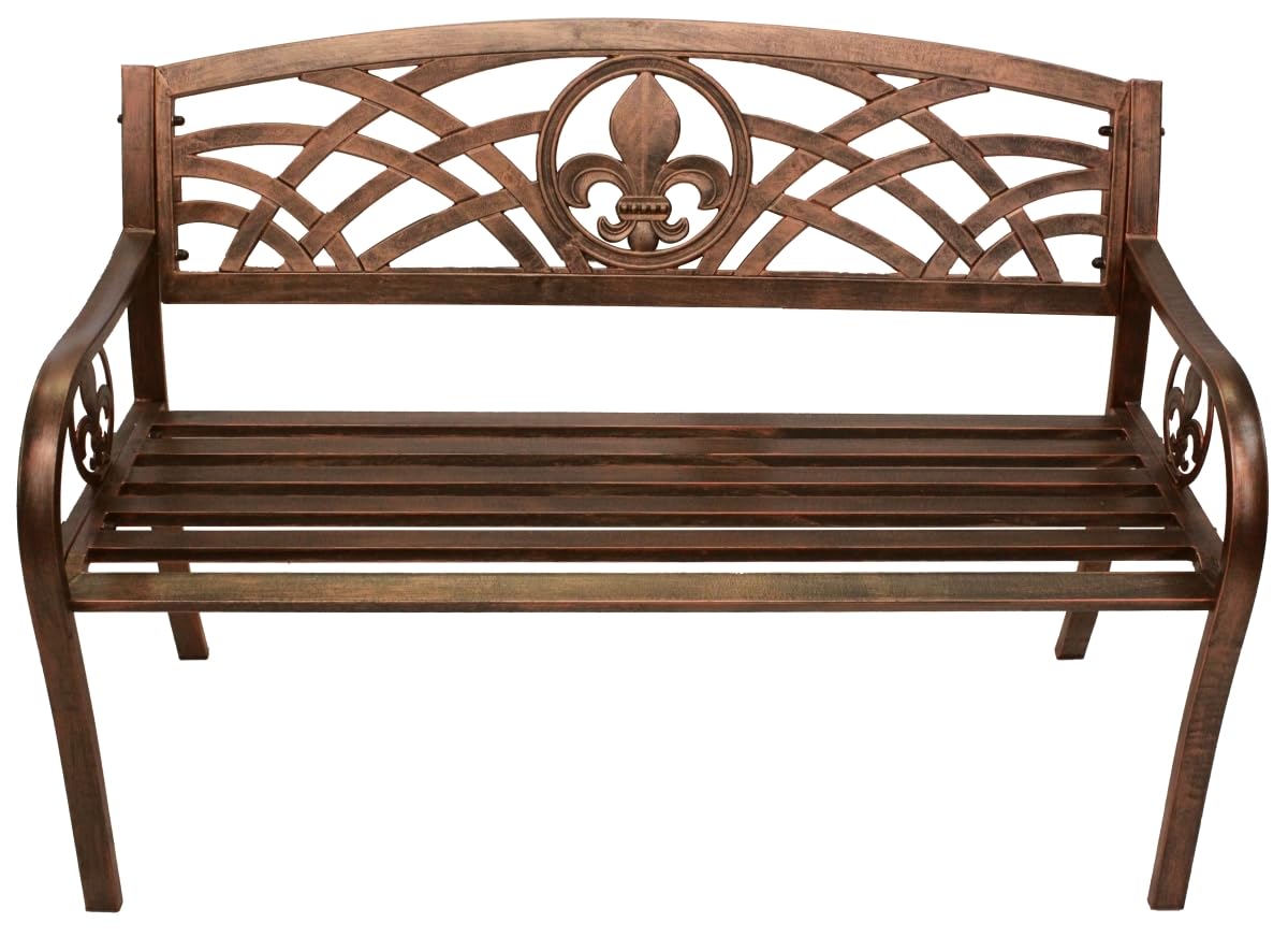 212 Main Fleur-de-lis Metal Bench