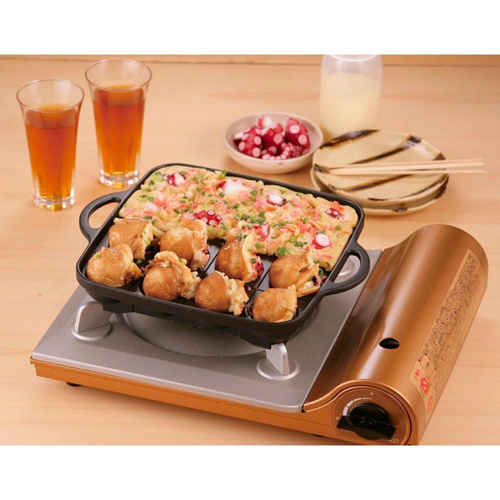 Takoyaki Grill Pan for Iwatani Cassette-feu Butane Stoves and Takoyaki Pick Set,