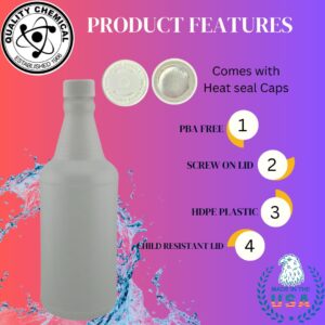 Quality Chemical Reusable 32 Oz Plastic Spray Bottle – BPA-Free, Leak-Resistant, Secure Screw-on Lid, Ergonomic Grip, BPA Free, HDPE Plastic, Stackable, Versatile Design for Storage (Pack of 4)