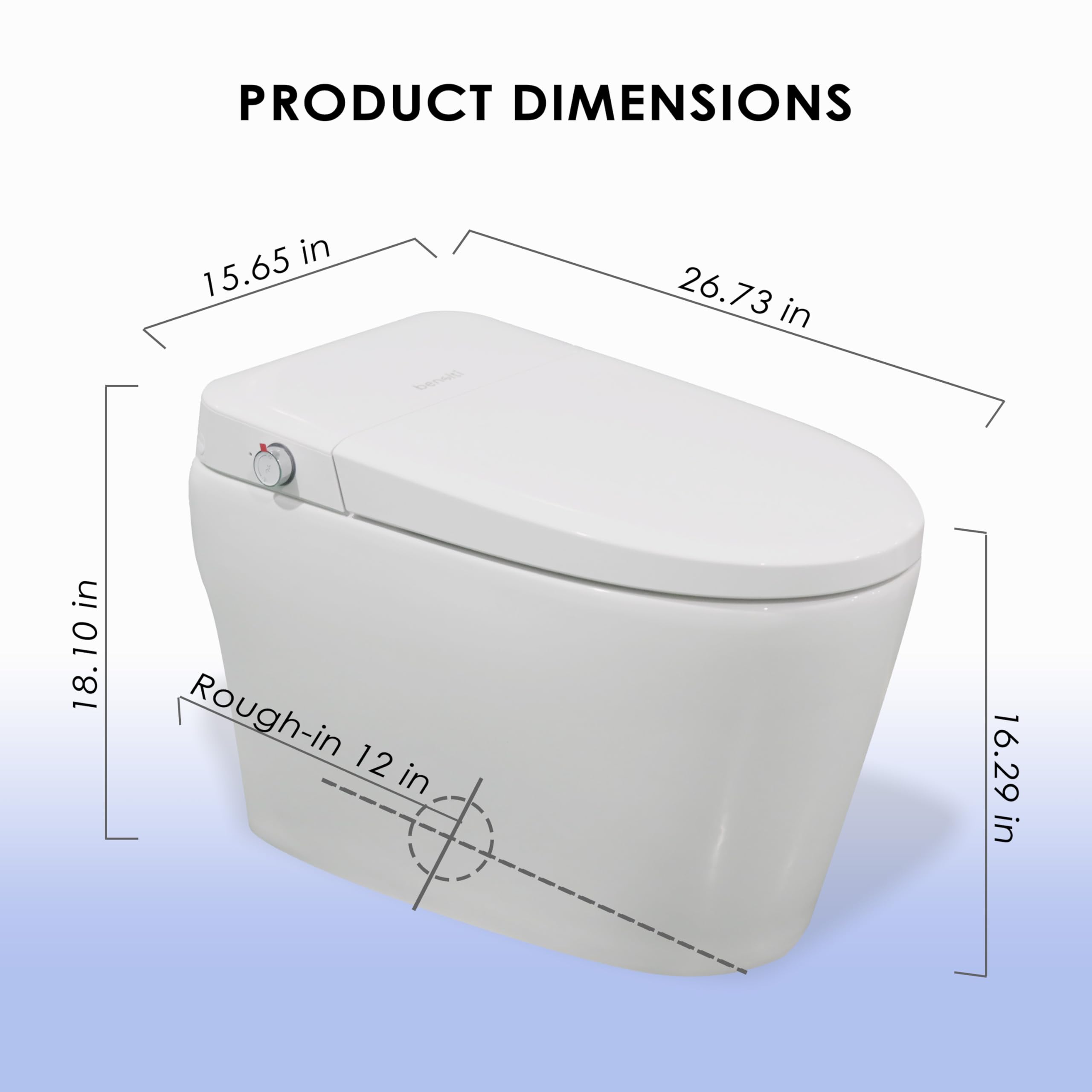 BN-6100S, 1-Piece 1.28 GPF Tankless Elongated Smart Bidet Toilet in White, Auto Flush, Heated Seat with Soft Close