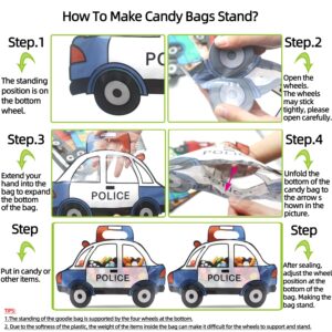 30 Pack Goodie Bags Cartoon Mix Car Candy Treat Bags Small Plastic Ziplock Seal Bags Gift Candy Bags with Handle Resealable Packaging Food Storage Bags Party Favor Birthday Bags(Mix Car)