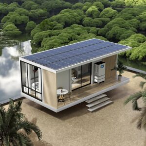 Generic Container Prefab Mobile Home with Solar System,for Hotel,Booth,Villa,Workshop, white, Pwch1