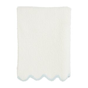 mud pie kids blue scallop chenille blanket; 34" x 28"