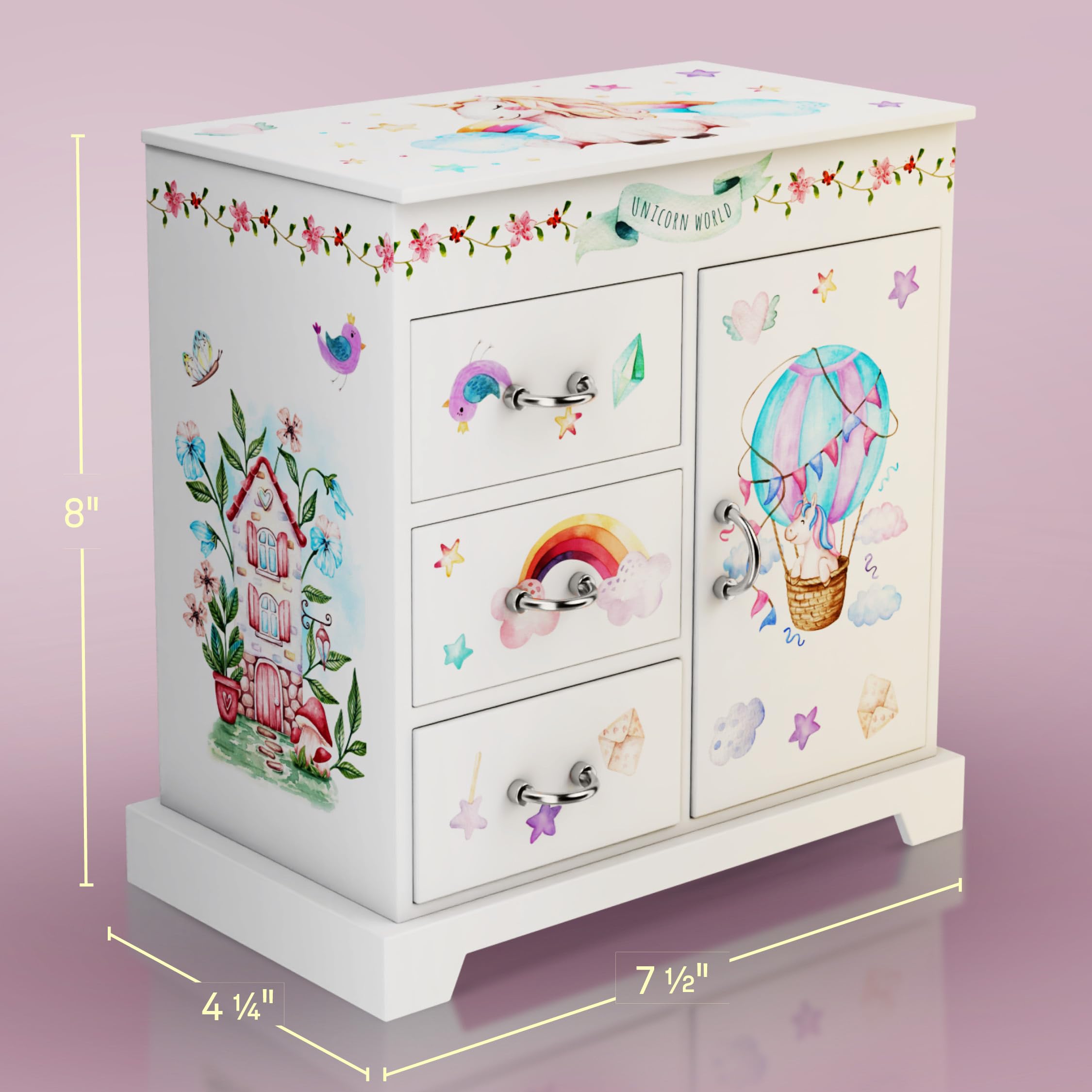 Unicorn Musical Jewelry Box for Kids - Unicorn Gifts for Girls, Ages 3-8, Best Princess Room Unicorn Toys Gift for Age 3, 4, 5, 6, 7, 8 Year Old Little Girl - Birthday Present Toy Ideas Music Box