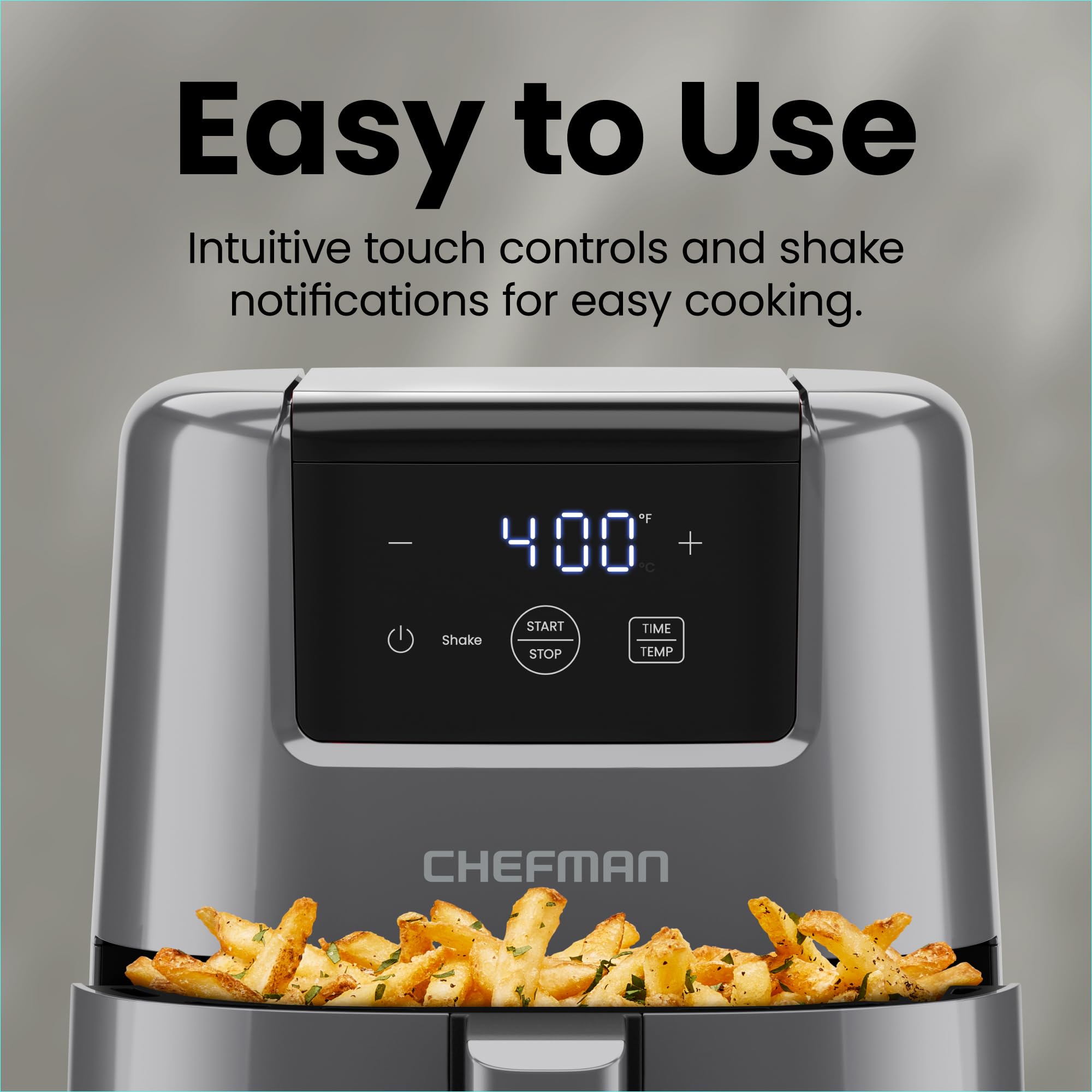 CHEFMAN 2 Qt Mini Air Fryer – Digital Space-Saving Compact Air Fryer with Nonstick and Dishwasher Safe Basket, Quick & Easy Meals in Minutes, Features Digital Timer and Shake Reminder – Grey