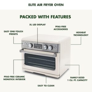 GreenPan 13-in-1 Elite Countertop Convection Oven & Air Fryer, PFAS-Free Ceramic Tray & Pizza Pan, Adjustable Racks, Multifunction Presets, Toaster, Bake, Broil, Roast, Proof, Dehydrate, Cloud Cream