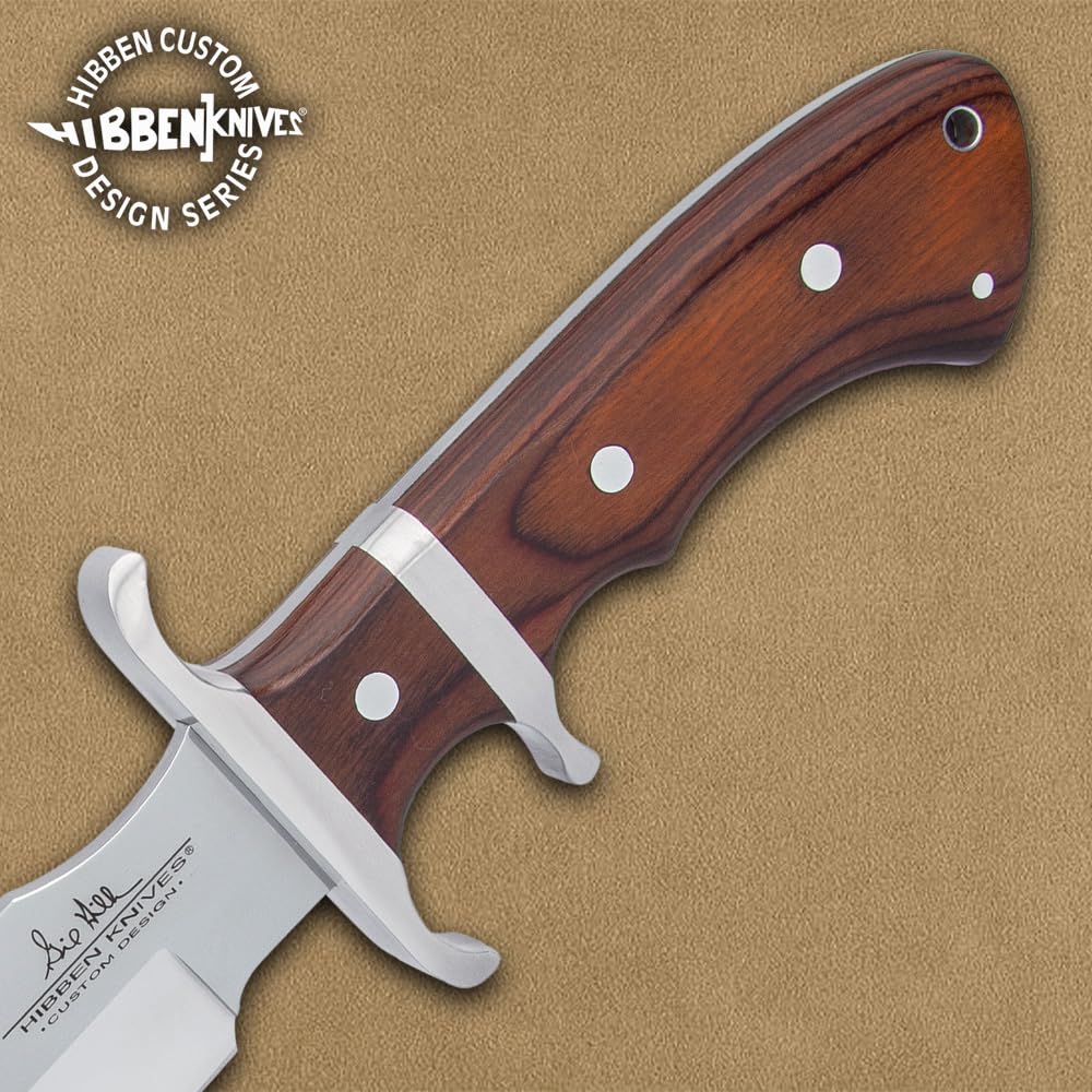 Gil Hibben United Cutlery Sub-Hilt Fighter Knife & Sheath | 5Cr15Mov Stainless Steel Blade | Bloodwood Handle | Stainless Steel Guard | 14 1/8" Length